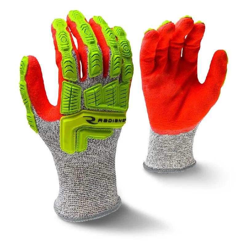 glove for pro tasks-  Radians RWG603L Cut Protection Level A5 Sandy Foam Nitrile Glove, Large