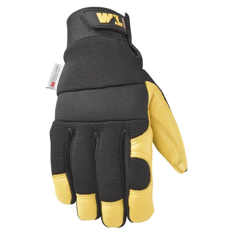 glove with sleek vibe-  Wells Lamont Men's Saddletan Grain Winter Work Gloves Black/Yellow M 1 pair