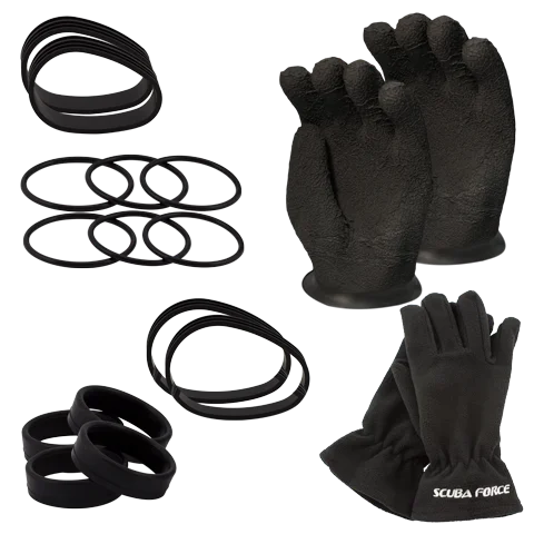 glove with grey finish-  SCUBA Force - Thenar Complete Dry Glove System