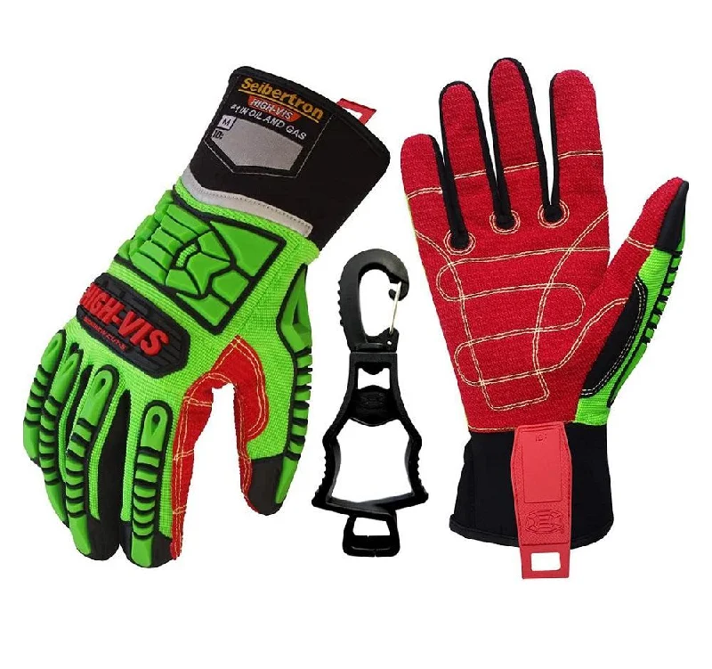 glove with warm tone-  Seibertron HIGH-VIS HDC5 Level 5 Cut Resistant Deckhand Gloves High Performance Protection Impact Resistant Oil and Gas Safety Gloves CE EN388 4543