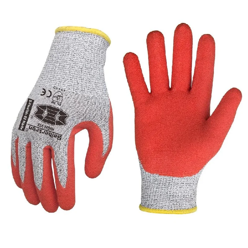 glove with durable design-  12 pairs Seibertron S-Flexible 02 13G HPPE Nitrile Coated Sandy Anti-Slip Palm Cut 5 Level Safety Work Gloves