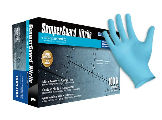 glove with leather-  SemperGuard Blue Nitrile Gloves (5 mil) | Industrial Grade | Case of 1000