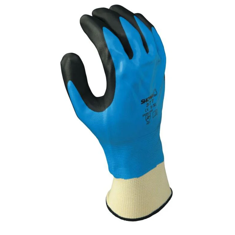 glove with sharp vibe-  Showa 377XL Nitrile Coated Liquid-Proof Glove (XL)