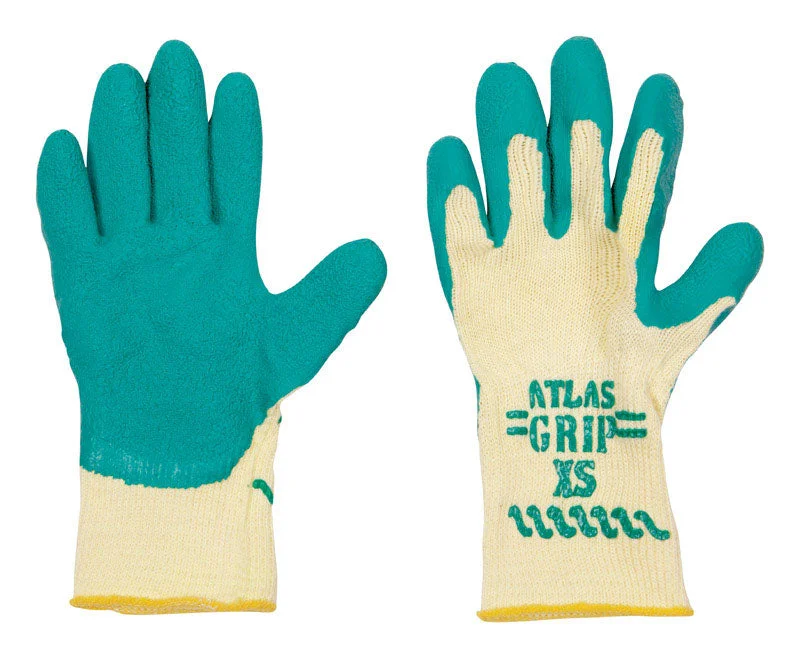 glove with rugged feel-  Atlas Kid Tuff Unisex Indoor and Outdoor Nitrile Coated Gardening Gloves Green/Yellow XS 1 pair (Pack of 12)