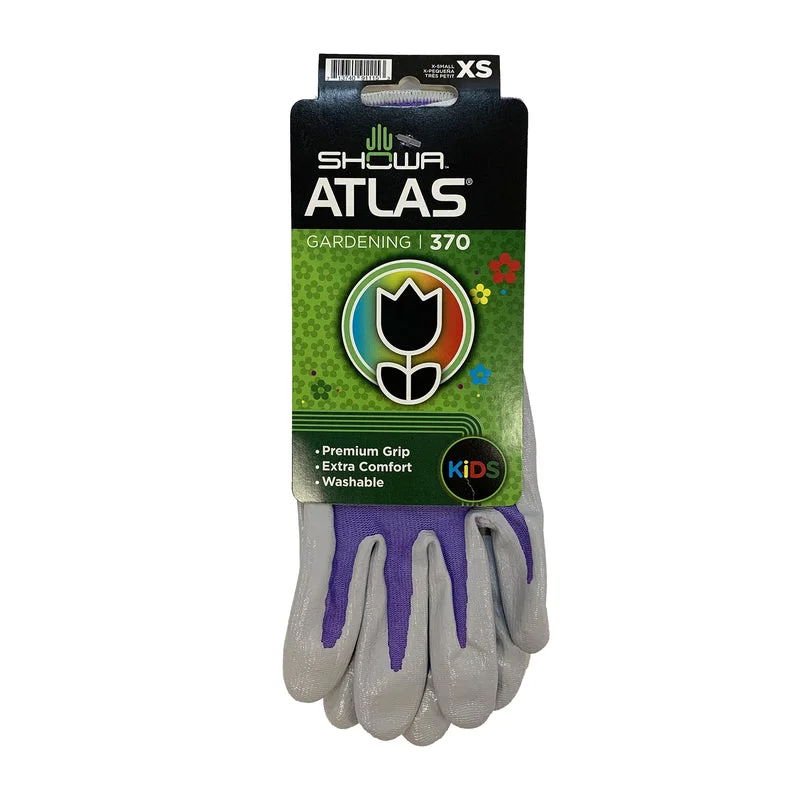 glove for style-  Showa Atlas 370pxs-05.Rt 13-Gauge Kids Purple/White Nitrile Palm Coating Seamless Knit Gloves