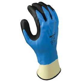 glove with unique edge-  SHOWA™ 13 Gauge Foam Nitrile Full Hand Coated Work Gloves With Knit Liner And Knit Wrist Cuff