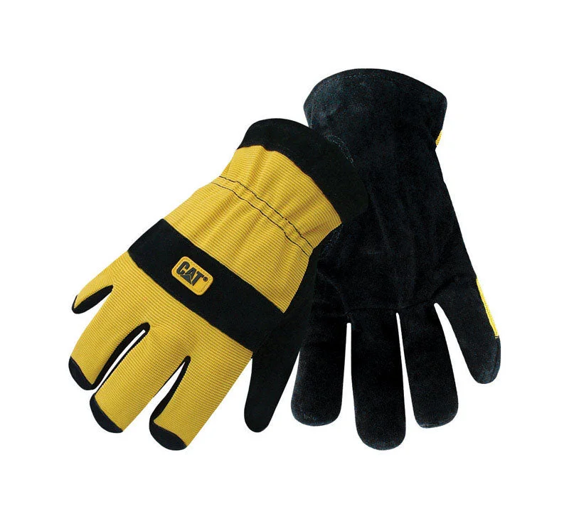 glove for gym-  CAT Men's Indoor/Outdoor Palm Work Gloves Black/Yellow XL 1 pair