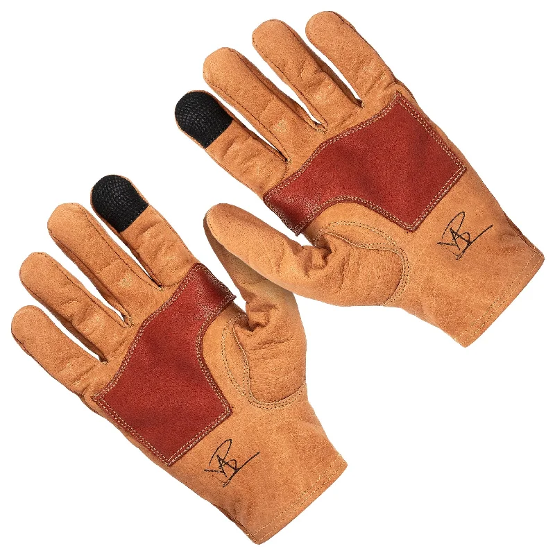 glove with knit-  The Leather Glove - Buffalo Brown