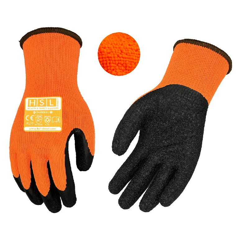 glove for elderly-  Thermal Latex Gripper Gloves - Orange/Black