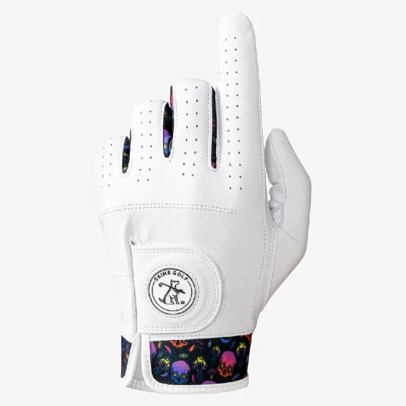 glove with clean edge-  Trippy Skulls Golf Glove