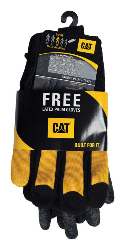 glove for driving-  CAT Men's Indoor/Outdoor Utility Work Gloves Black/Yellow XL 2 pk