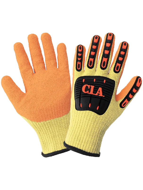 glove with elegant-  Vise Gripster® C.I.A. Cut, Abrasion, Puncture, and Impact Resistant Rubber-Coated Palm High-Visibility Gloves - CIA600KV