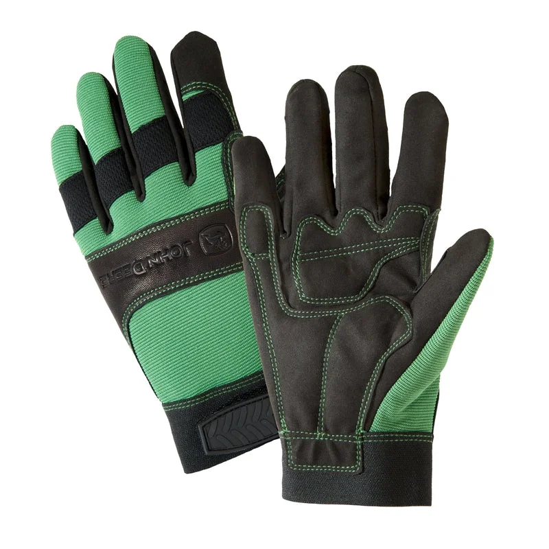 glove for timeless feel-  West Chester John Deere Leather/Spandex Hi-Dexterity Work Gloves Black/Green L 1 pair