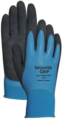 glove with bold feel-  Bellingham Wonder Grip Female Dipped Gloves Black/Blue M 1 pair