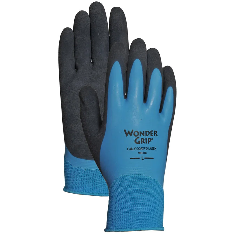 glove with black color-  Bellingham Wonder Grip Female Dipped Gloves Black/Blue XXL 1 pair