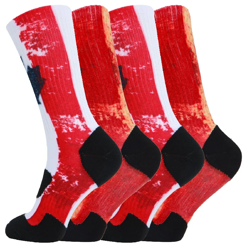 sock with solid vibe-  360 Print Flag Socks Cushion Basketball Athletic Outdoor Socks