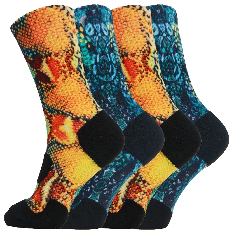 sock with classic vibe-  360 Print Snake Cushion Basketball Athletic Sports Socks