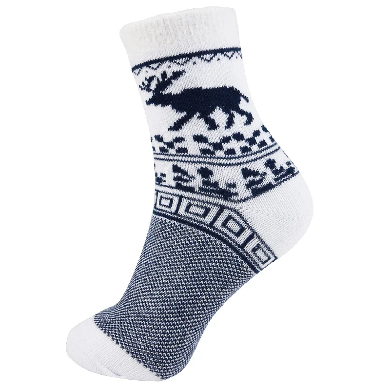 sock with active touch-  AAS  Fleece-lined Fun Elk Crew Sock Christmas Gift