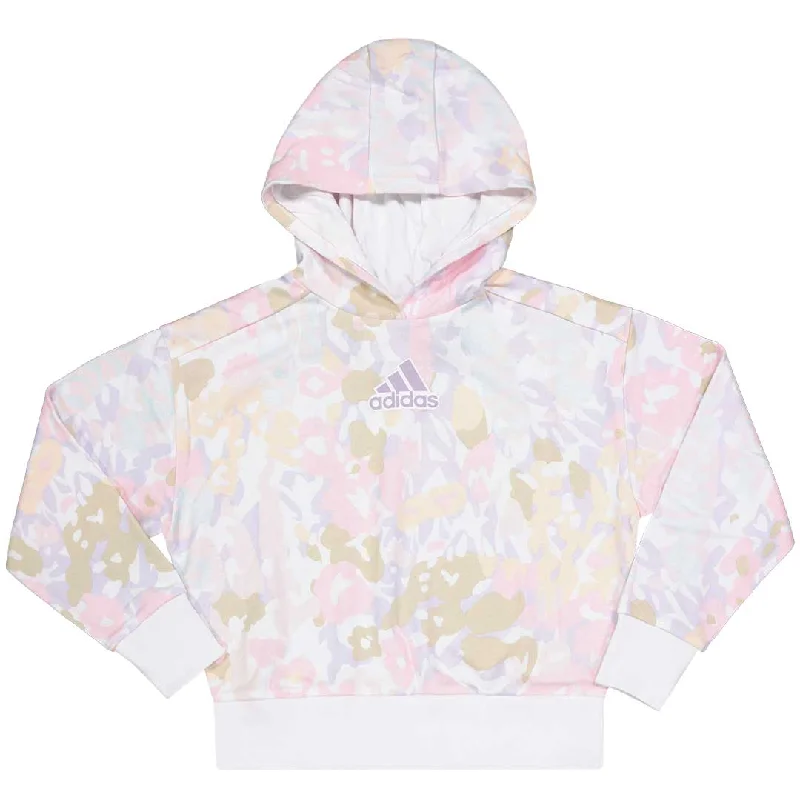 sock with unique feel-  adidas - Girls' (Junior) All Over Print Loose Fit Hoodie (GB9032)