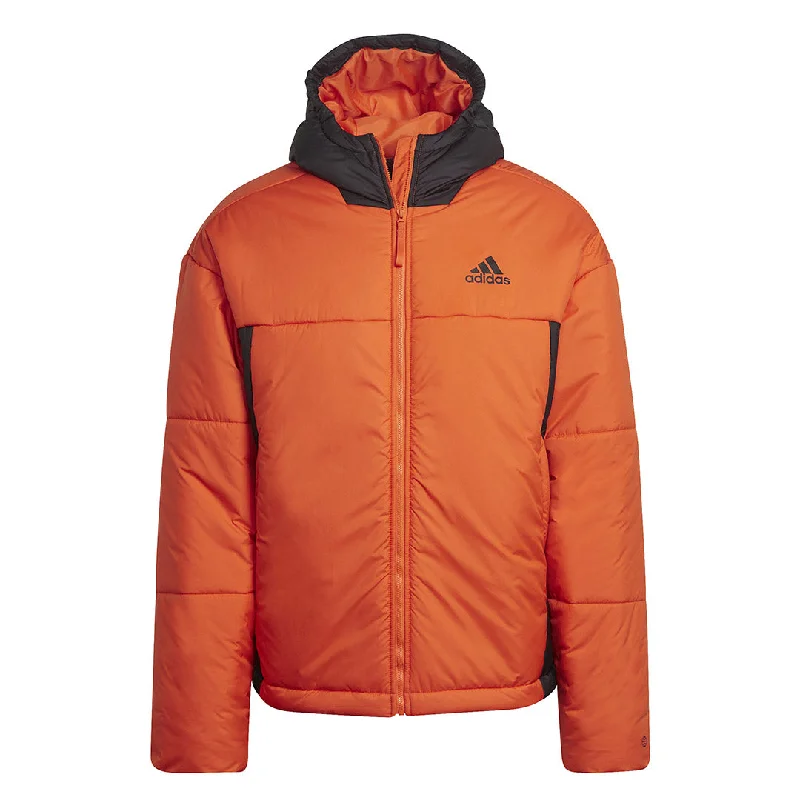 sock with solid touch-  adidas - Men's BSC 3-Stripes Puffy Hooded Jacket (HG4885)