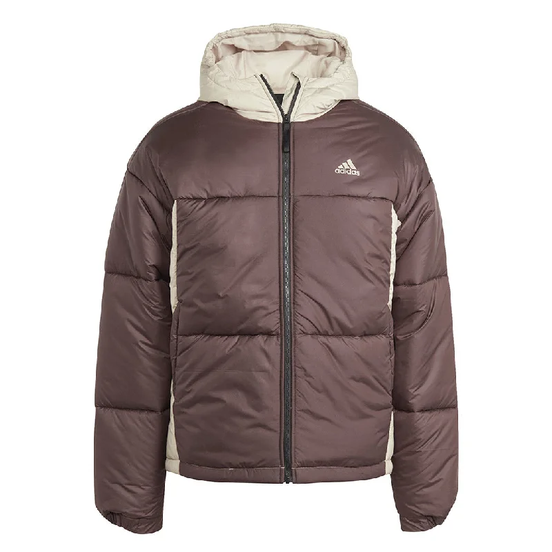 sock with classic shade-  adidas - Men's BSC 3-Stripes Puffy Hooded Jacket (IK0519)