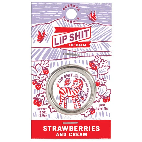 sock with vibrant shade-  Strawberries and Cream Lip Shit Lip Balm