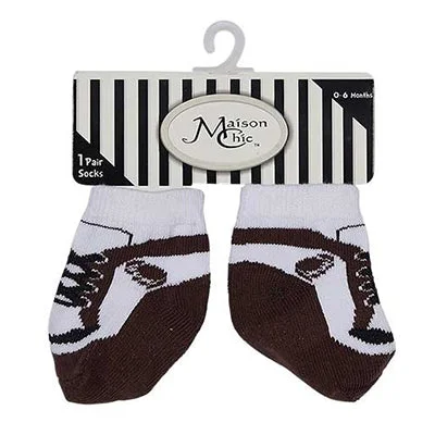 sock with detailed weave-  Brown And White Sneakers With Football Socks