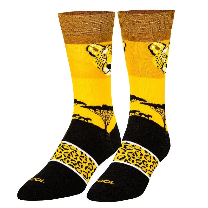 sock with rugged vibe-  Cheetah Safari Men's Crew Socks