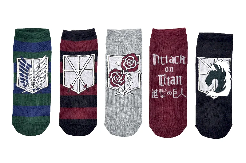 sock for travel-  Attack on Titan Regiment 5 Pair Pack Lowcut Socks