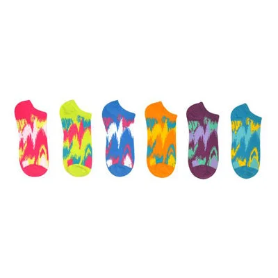 sock with blue pattern-  Sock House Co. Tie Dye Socks 6 Pair Pack Lowcut Socks