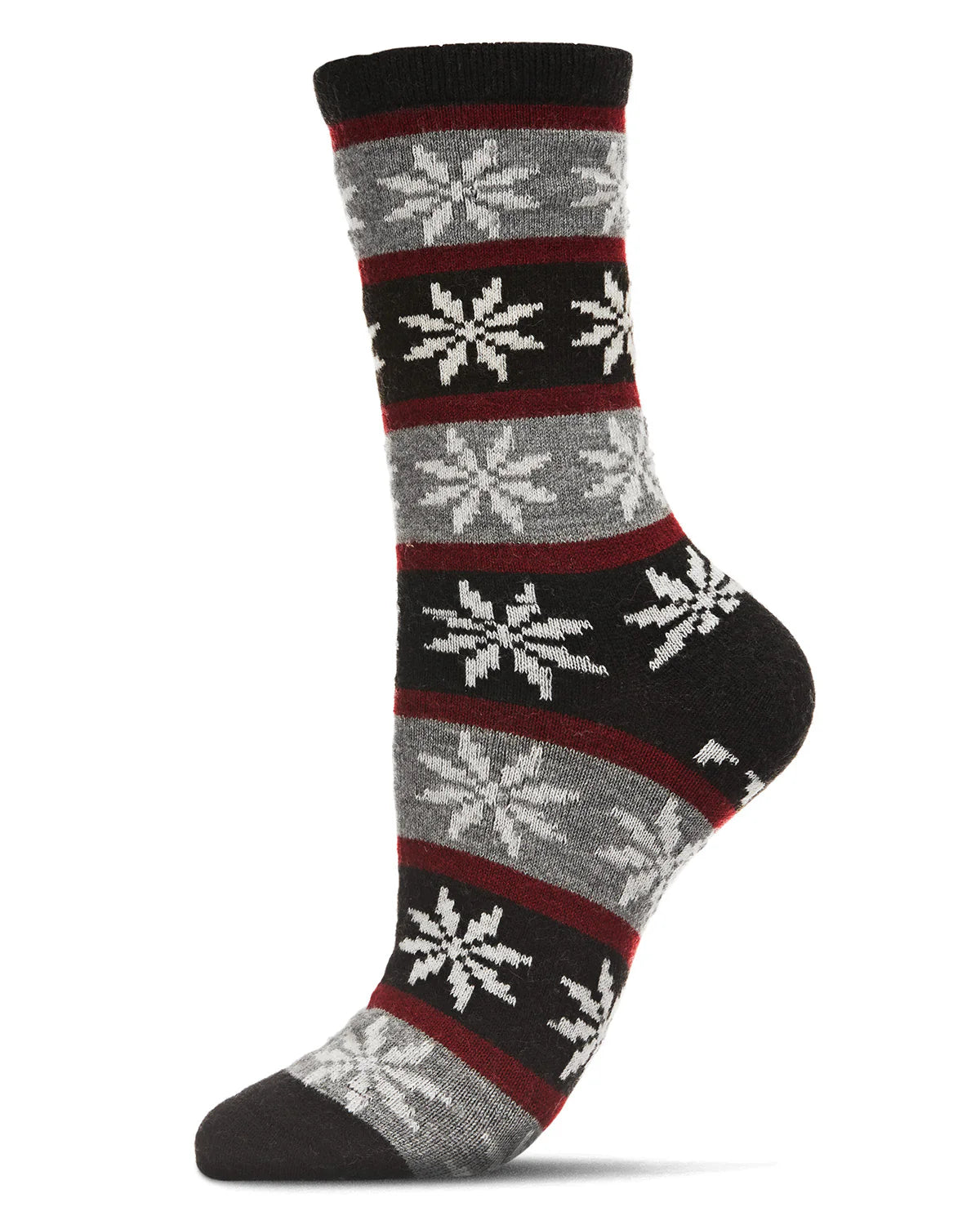 sock with thick fabric-  WOMEN'S SOFT SNOWFLAKE FAIR ISLE CASHMERE BLEND CREW SOCKS