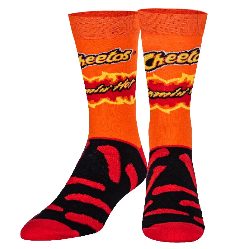 sock with purple tone-  Flamin Hot Cheetos - Mens Crew Straight - Odd Sox