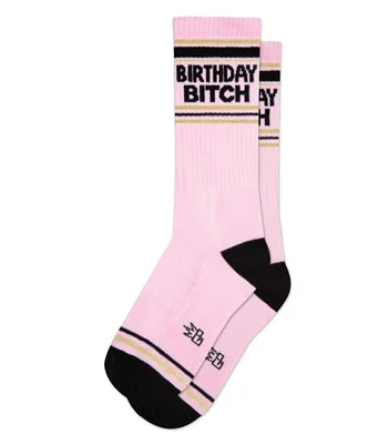 sock with red accent-  BIRTHDAY BITCH Gym Socks