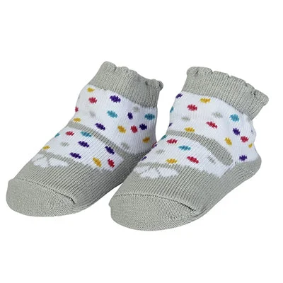 sock with cool tone-  Gray Mary Jane With Polka Dots Socks