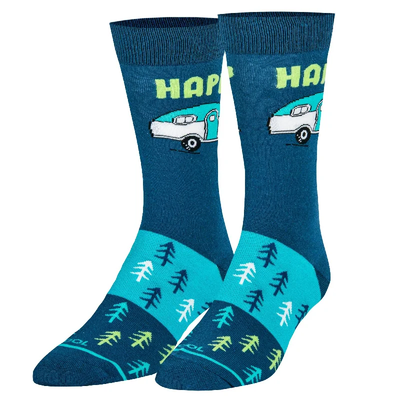 sock for timeless feel-  Happy Camper  Men's Crew Socks