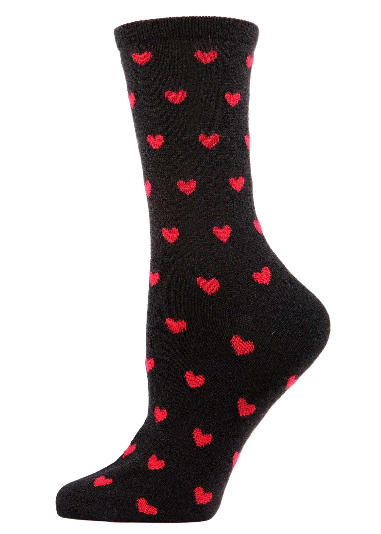 sock for travel-  WOMEN'S SOFT HEART PRINT CASHMERE BLEND CREW SOCK