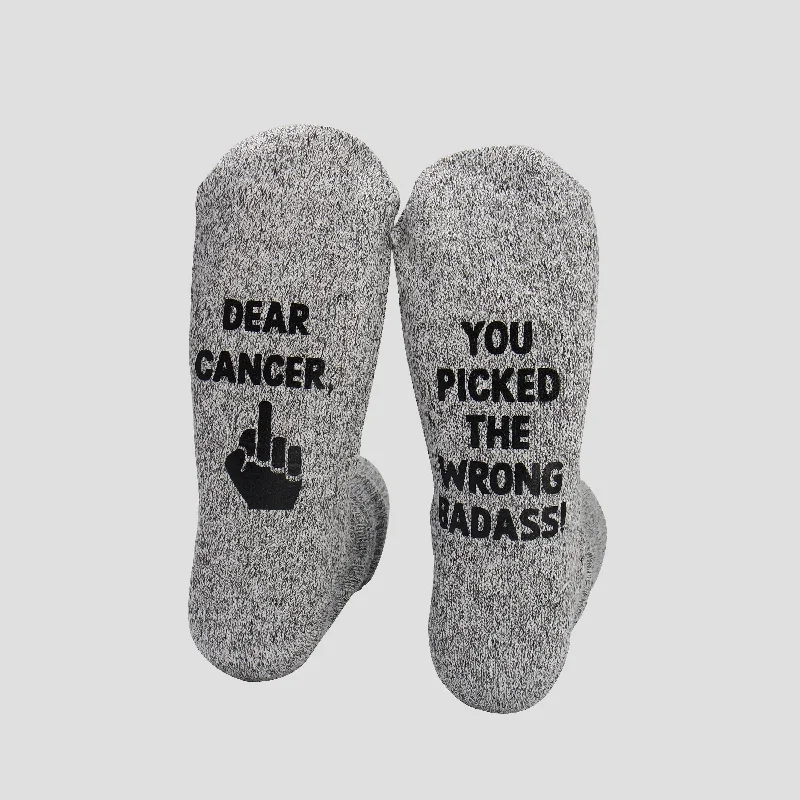 sock for school-  Hey Cancer You Picked The Wrong Guy Socks, Cancer Gift, Socks For Chemo, You Picked the Wrong Badass, Support Gift for Him, Fuck Cancer Sock