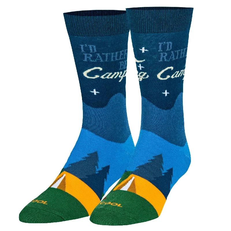 sock with sharp edge-  Id Rather Be Camping  Men's Crew Socks