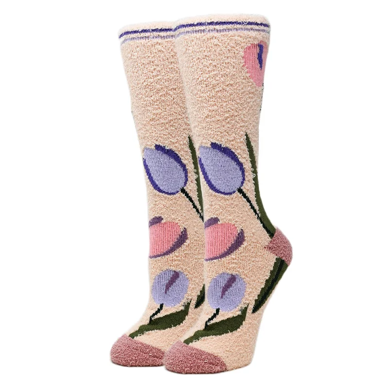 sock with seamless-  Oooh Yeah/Julia | Women's Fuzzy Funny Crew Socks