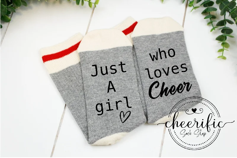 sock with stretch fit-  Just A Girl Who Loves Cheer Socks