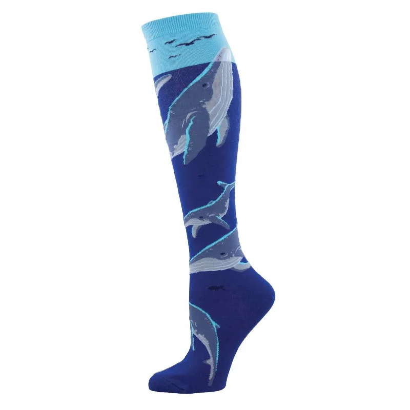 sock with rugged vibe-  Whale Watching - Knee Highs