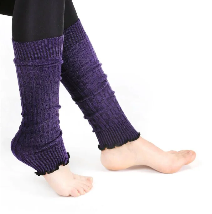 sock with vibrant feel-  Leg Warmers, Wool Leg Warmer, Women's Leg Warmers Aerobic Boot Socks, Knitted Chunky Boot Cuffs, Purple Warm Socks, Knee High Leg Warmers