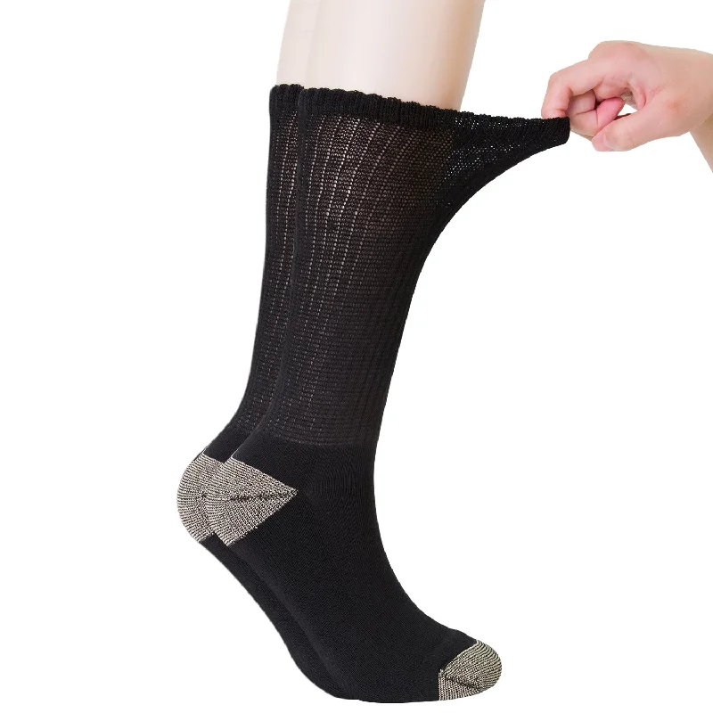 sock with sporty edge-  MD Protective Copper Fiber Extra Wide Crew Socks Antibacterial (2 Pairs)