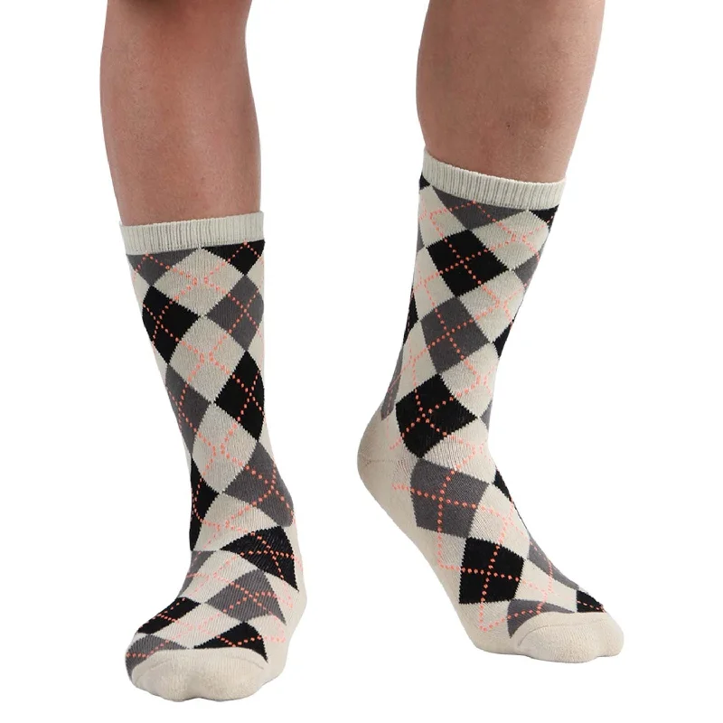 sock for stylish girls-  MD Design Bamboo Crew Argyle Dress Socks Cushioned