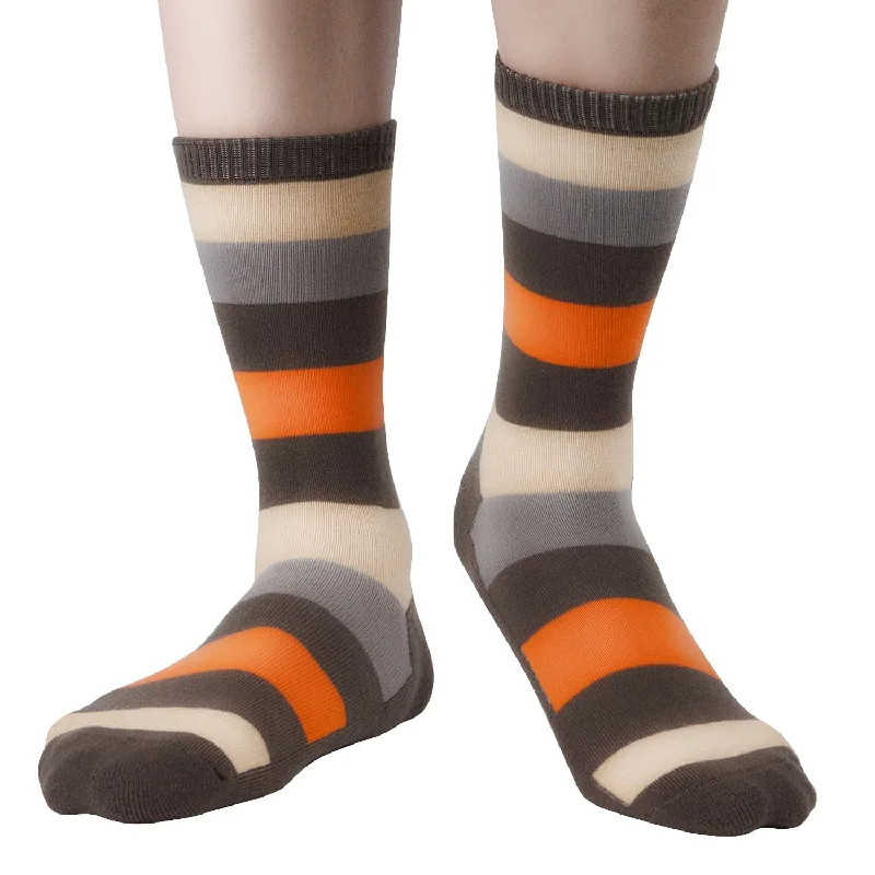 sock with bold vibe-  MD Design Bamboo Stripe Crew Dress Socks Cushioned Fashion