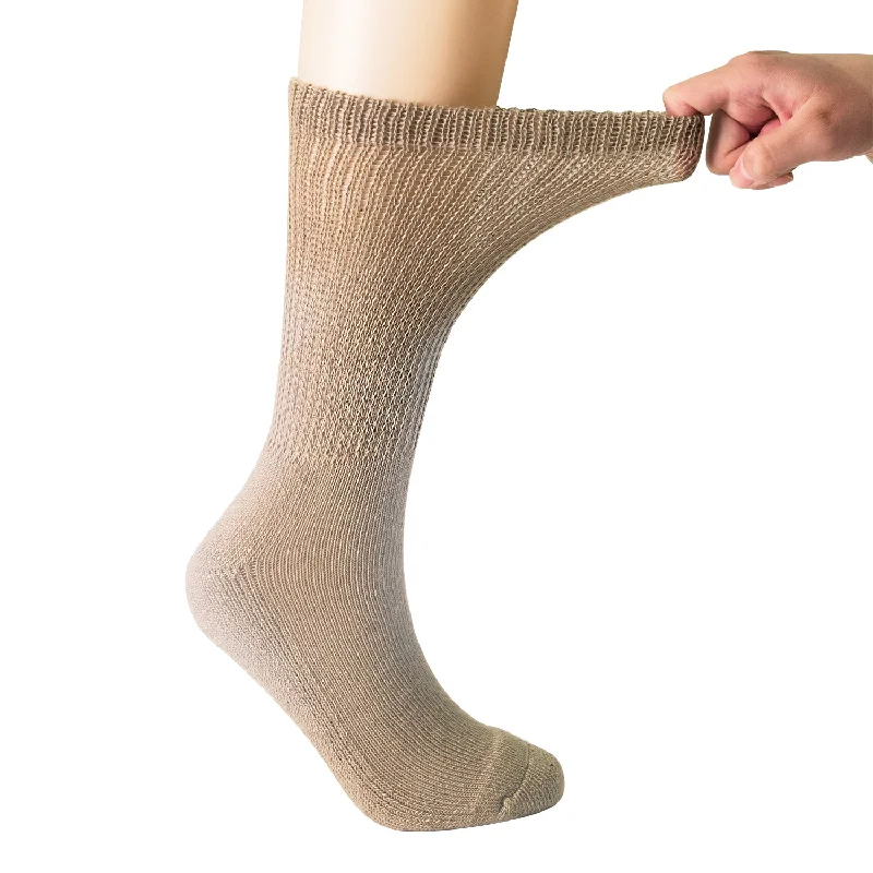 sock with black stripe-  MD Polyester Loose Fit Crew Socks Half Cushion Dress Socks