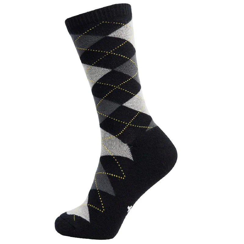 sock with hybrid blend-  MD Mens Argyle Bamboo Cushioned Crew Dress Socks Moisture Wicking