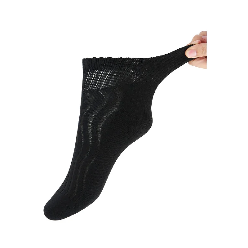 sock with detailed weave-  MD Cotton Non-Binding Ankle Diabetic Socks Cushion Loose