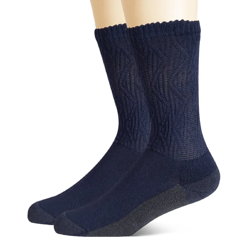 sock with warm edge-  MD Non-Binding Bamboo Moisture Wicking Cushion Crew/Dress Socks Seamless Toe (2 Pairs)