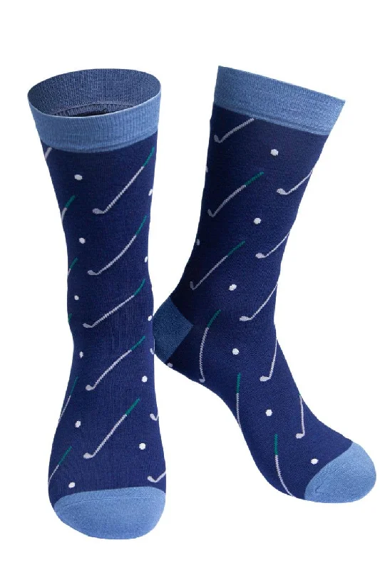 sock with sharp shade-  Sock Talk/Mens Bamboo Golf Socks Novelty Dress Socks Navy Blue